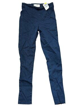 Free People Womens High-Rise Skinny Jeans W26 Frayed Hem Dark Blue Denim Stretch